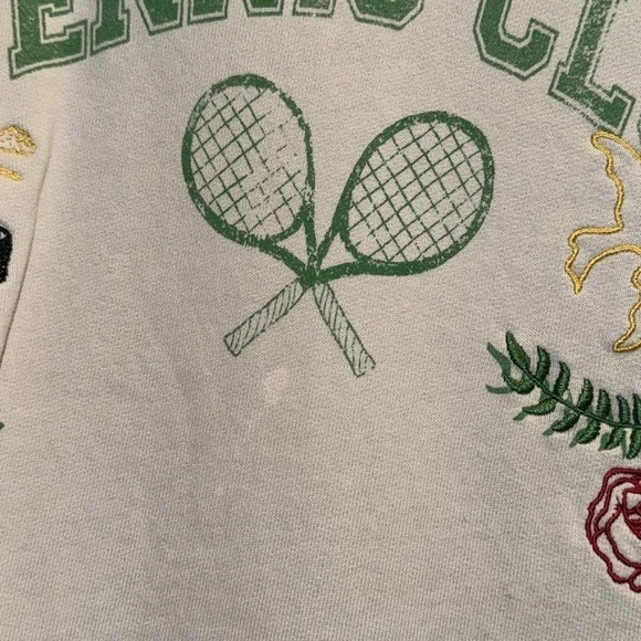 Free People Over and Out Graphic Vintage looking Pullover Tennis Sweatshirt NWOT - Picture 15 of 15